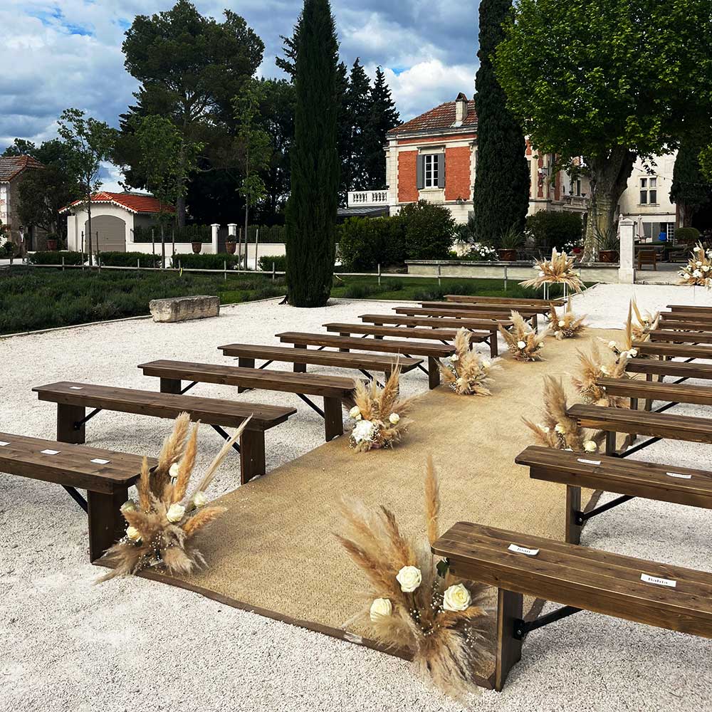 Sol en natte - Banc de cérémonie en pin